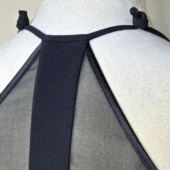 78 Black plunging midi dress from Halston Heritage Sleeveless Size 6 - Picture 6 of 8